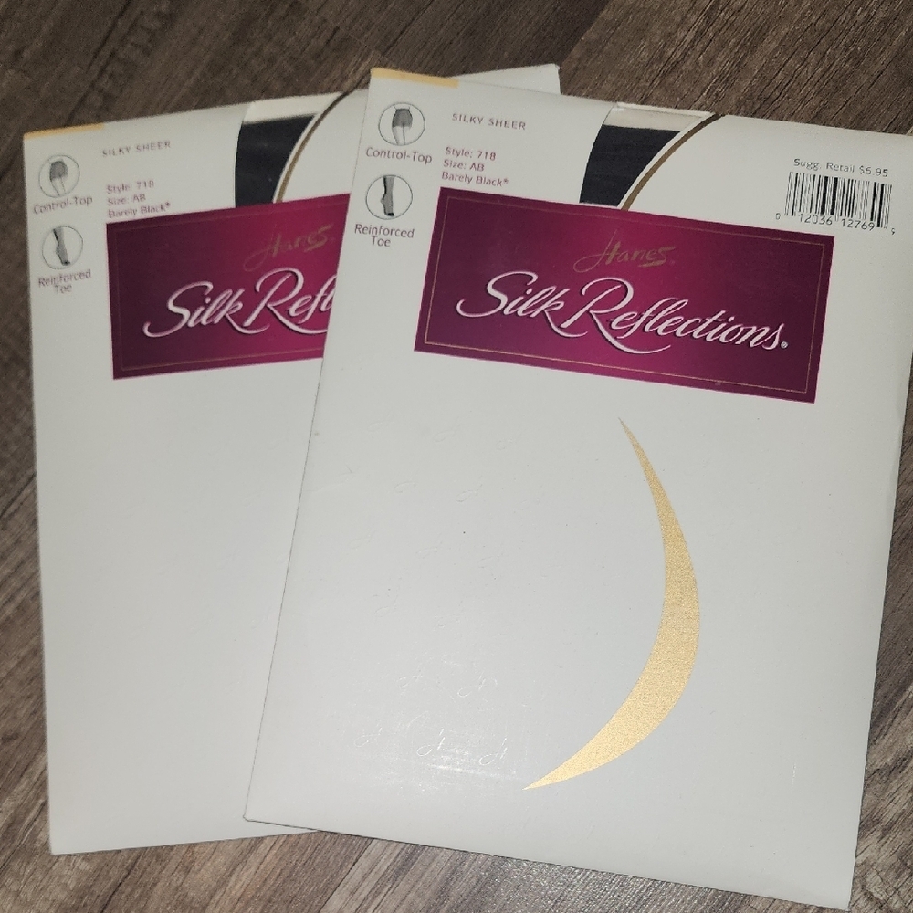 Hanes Silk Vintage Reflections Silky Sheer Pantyhose in Barely Black Size AB